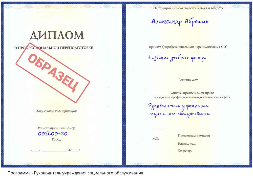 Руководитель учреждения социального обслуживания Каменск-Уральский