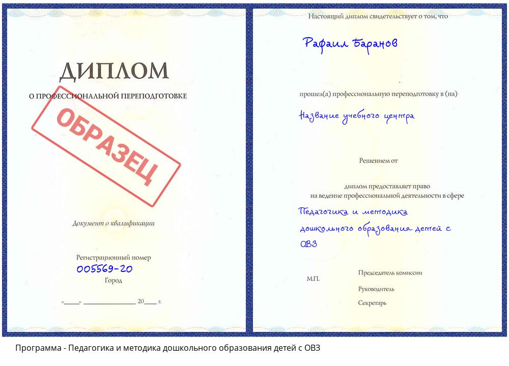 Педагогика и методика дошкольного образования детей с ОВЗ Каменск-Уральский