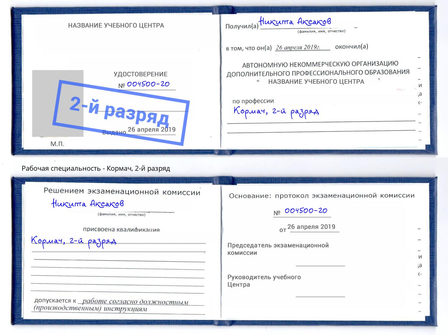 корочка 2-й разряд Кормач Каменск-Уральский