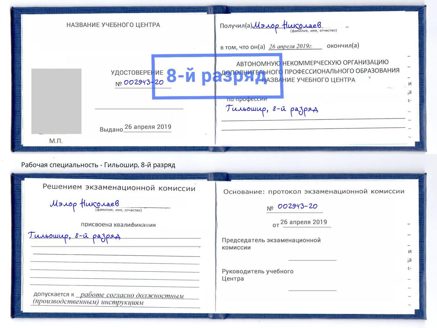 корочка 8-й разряд Гильошир Каменск-Уральский